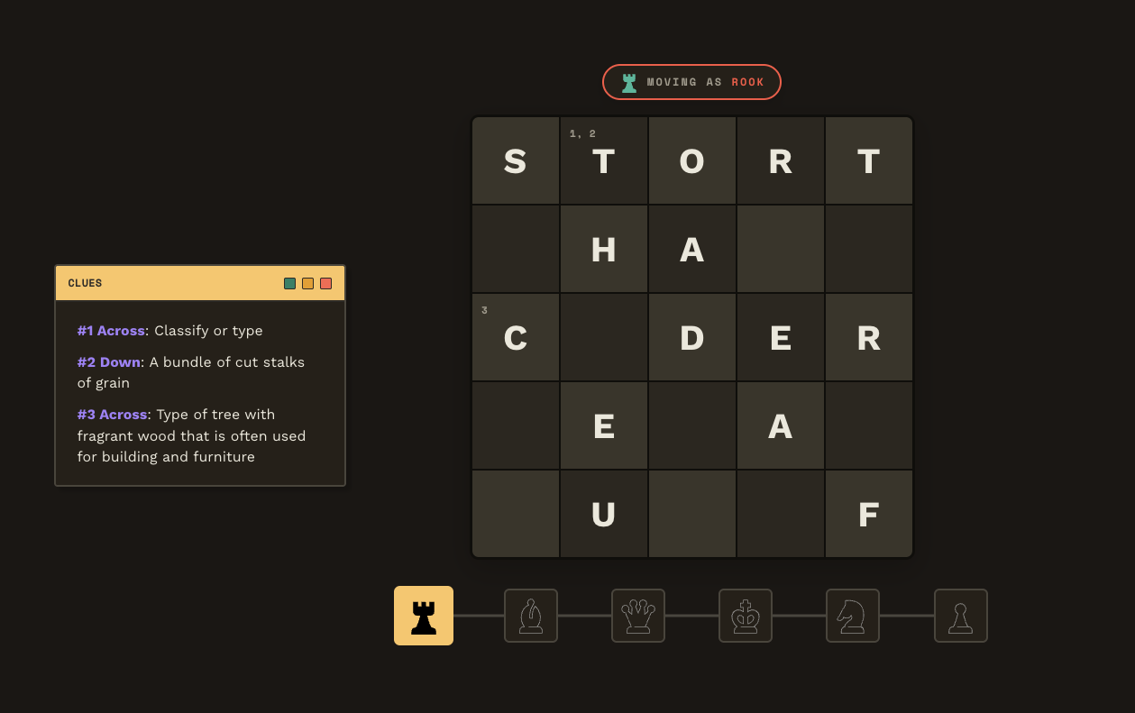 Chisel, a chess crossword puzzle game by Monkeyjump Labs